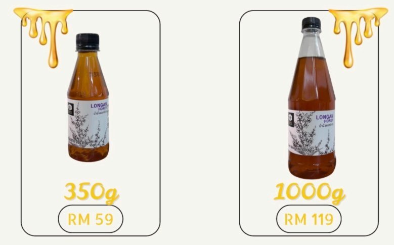 Longan Honey bottles, 350g and 1000g